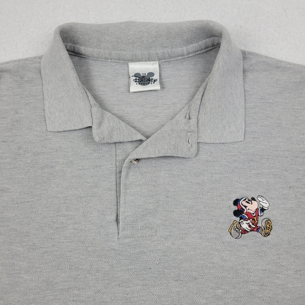 Vintage Disney Catalog‎ Embroidered Football Mickey Polo Shirt Mens XL Gray USA - Picture 2 of 9